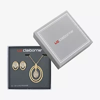 Liz Claiborne Orbital Pendant Necklace And Stud Earring Womens Glass Hypoallergenic 2-pc. Jewelry Set