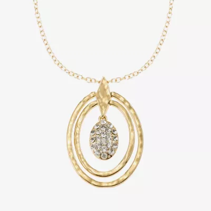 Liz Claiborne Orbital Pendant Necklace And Stud Earring Womens Glass Hypoallergenic 2-pc. Jewelry Set