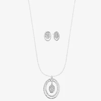 Liz Claiborne Orbital Pendant Necklace And Stud Earring Womens Glass Hypoallergenic 2-pc. Jewelry Set