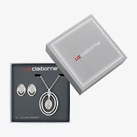 Liz Claiborne Orbital Pendant Necklace And Stud Earring Womens Glass Hypoallergenic 2-pc. Jewelry Set