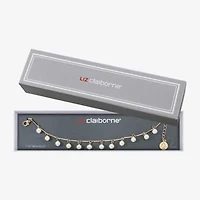 Liz Claiborne Gold Tone Womens White Simulated Pearl Round Strand Bracelet