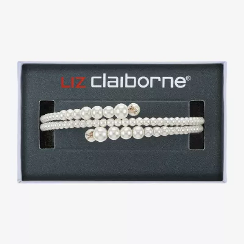 Liz Claiborne Gold Tone Womens White Wrap Bracelet