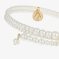 Liz Claiborne Gold Tone Womens White Wrap Bracelet
