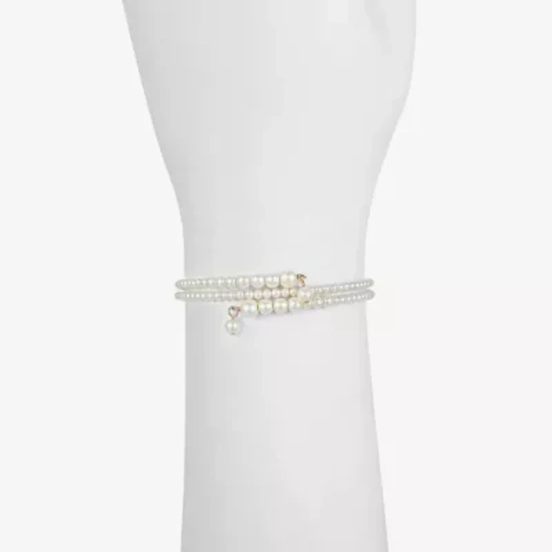 Liz Claiborne Gold Tone Womens White Wrap Bracelet