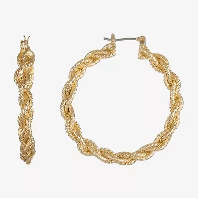 Monet Jewelry Gold Tone Braided Womens 42mm Hypoallergenic Hoop Earrings