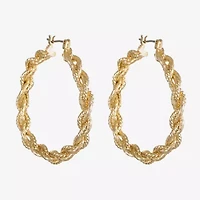 Monet Jewelry Gold Tone Braided Womens 42mm Hypoallergenic Hoop Earrings