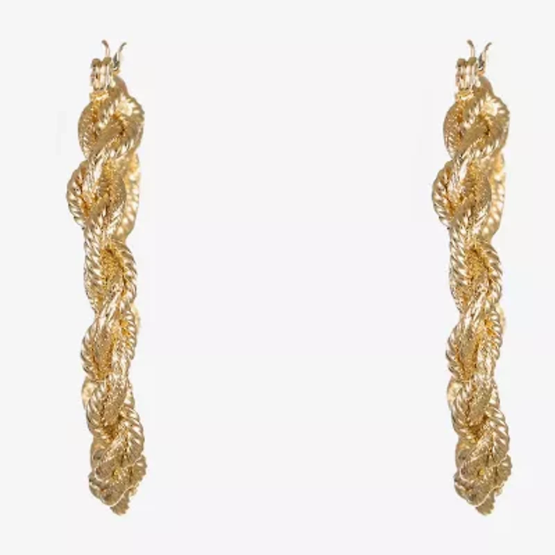 Monet Jewelry Gold Tone Braided Womens 42mm Hypoallergenic Hoop Earrings