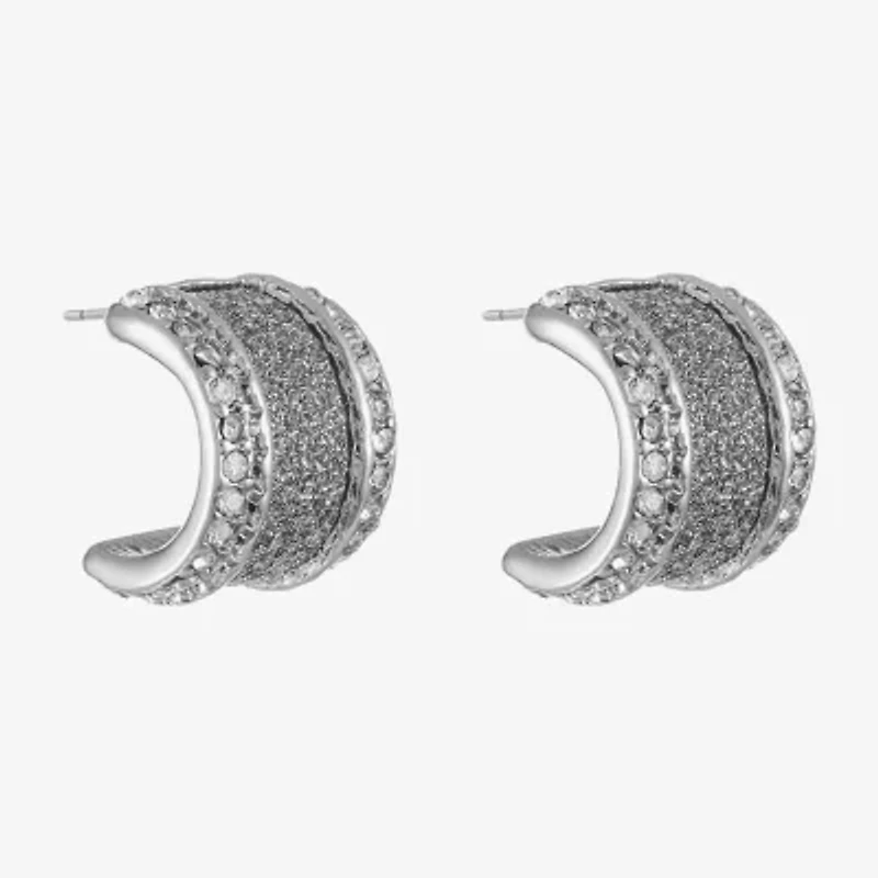 Monet Jewelry Huggie Womens Glass 17mm Hypoallergenic Hoop Earrings