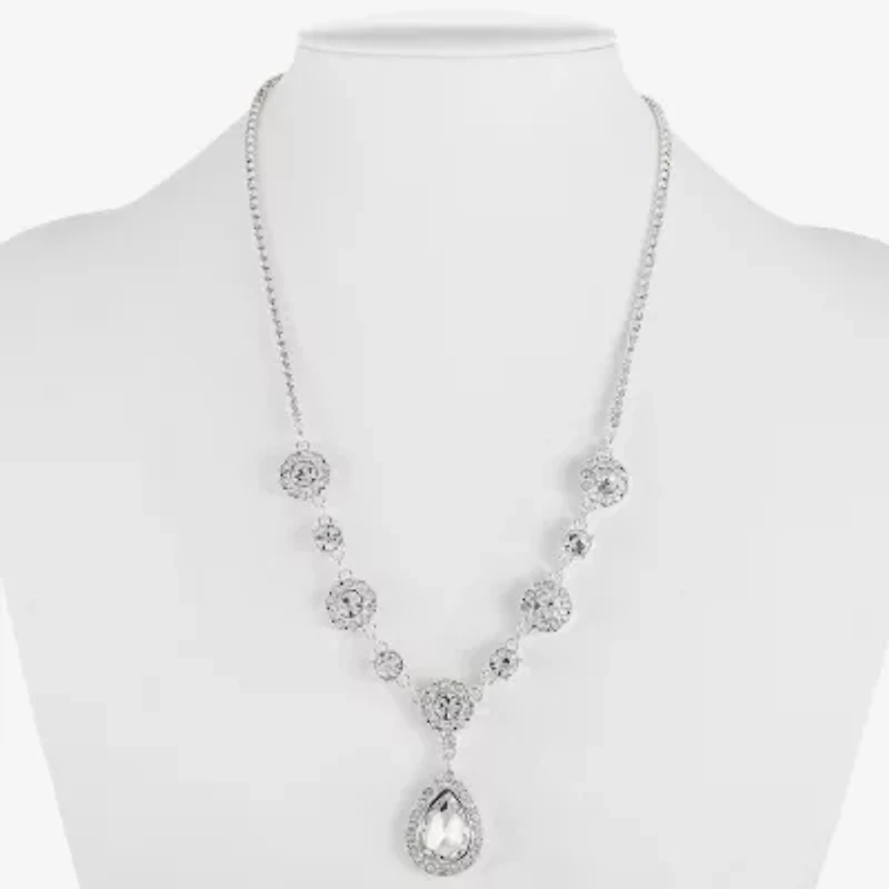 Monet Jewelry Timeless Silver Tone Womens Glass 17 Inch Y Necklace