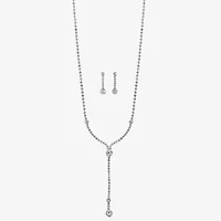 Monet Jewelry Timeless Silver Tone Lariant Necklace And Drop Earring Womens Glass 2-pc. Jewelry Set