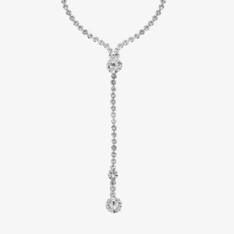 Monet Jewelry Timeless Silver Tone Lariant Necklace And Drop Earring Womens Glass 2-pc. Jewelry Set