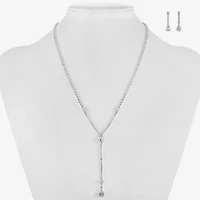 Monet Jewelry Timeless Silver Tone Lariant Necklace And Drop Earring Womens Glass 2-pc. Jewelry Set