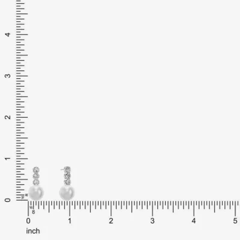 Monet Jewelry Timeless Silver Tone Womens Glass Simulated Pearl Hypoallergenic Drop Earrings