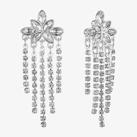 Monet Jewelry Timeless Silver Tone Fringe Womens Glass Hypoallergenic Drop Earrings