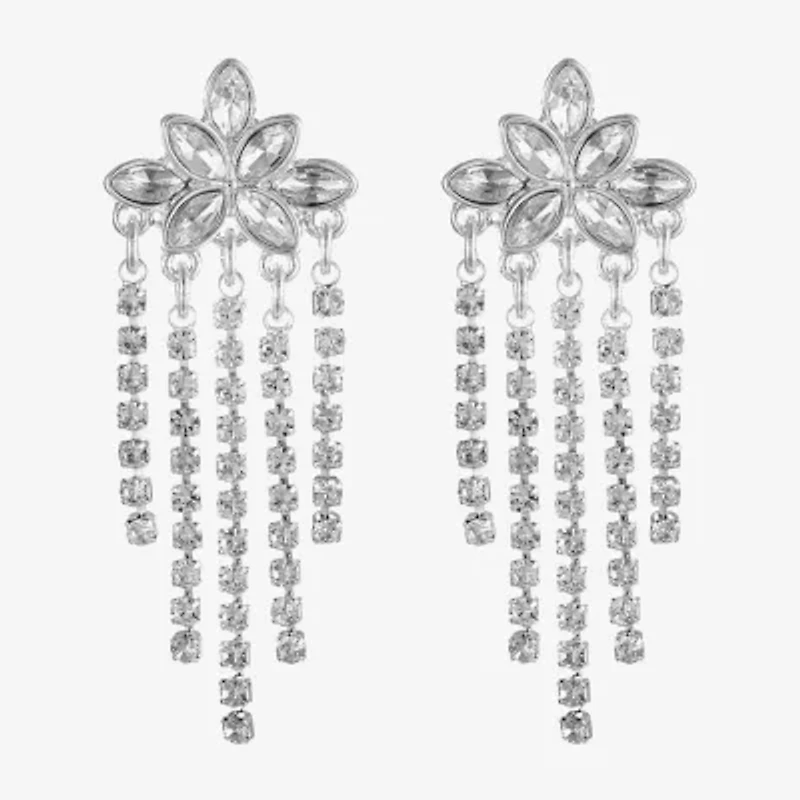 Monet Jewelry Timeless Silver Tone Fringe Womens Glass Hypoallergenic Drop Earrings