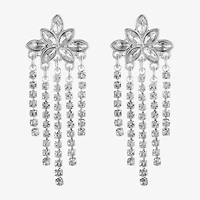 Monet Jewelry Timeless Silver Tone Fringe Womens Glass Hypoallergenic Drop Earrings