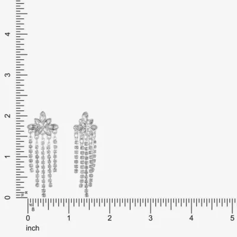 Monet Jewelry Timeless Silver Tone Fringe Womens Glass Hypoallergenic Drop Earrings