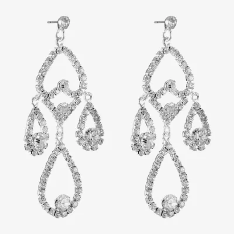 Monet Jewelry Timeless Silver Tone Womens Glass Hypoallergenic Chandelier Earrings