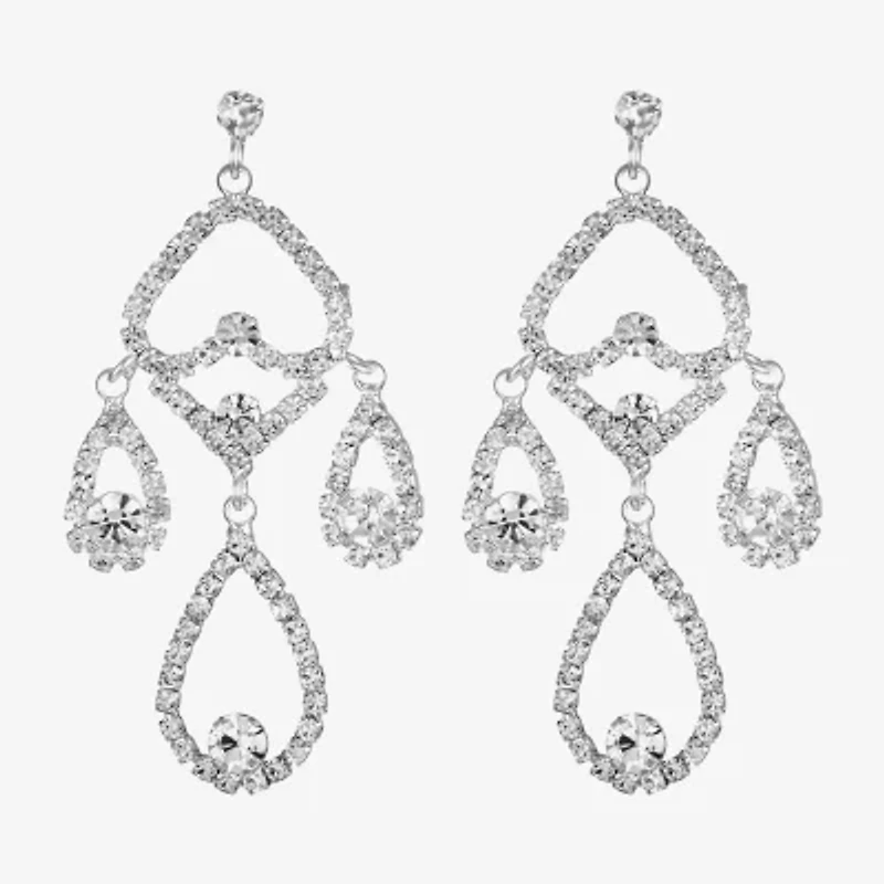 Monet Jewelry Timeless Silver Tone Womens Glass Hypoallergenic Chandelier Earrings
