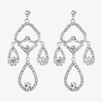 Monet Jewelry Timeless Silver Tone Womens Glass Hypoallergenic Chandelier Earrings