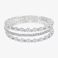 Monet Jewelry Timeless Silver Tone Womens Glass Cuff Bracelet