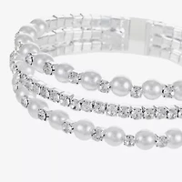 Monet Jewelry Timeless Silver Tone Womens Glass Cuff Bracelet