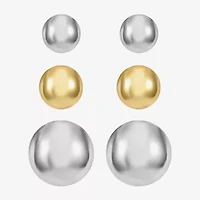 Liz Claiborne Two Tone Stud Womens Hypoallergenic 3 Pair Earring Set