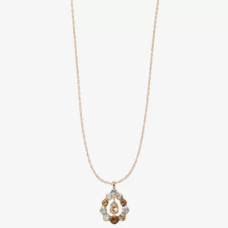 Monet Jewelry Gold Tone Womens Brown Glass Round 17 Inch Pendant Necklace