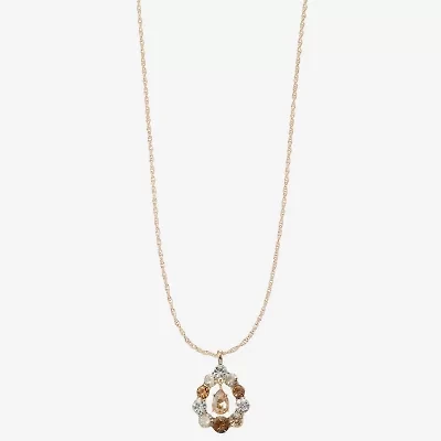 Monet Jewelry Gold Tone Womens Brown Glass Round 17 Inch Pendant Necklace