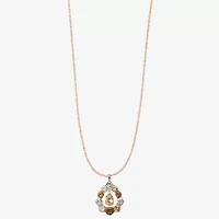 Monet Jewelry Gold Tone Womens Brown Glass Round 17 Inch Pendant Necklace