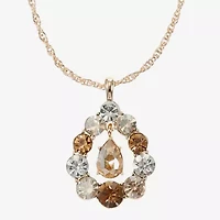 Monet Jewelry Gold Tone Womens Brown Glass Round 17 Inch Pendant Necklace