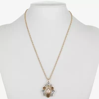 Monet Jewelry Gold Tone Womens Brown Glass Round 17 Inch Pendant Necklace