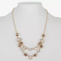 Monet Jewelry Gold Tone Layered Womens Brown 17 Inch Collar Necklace