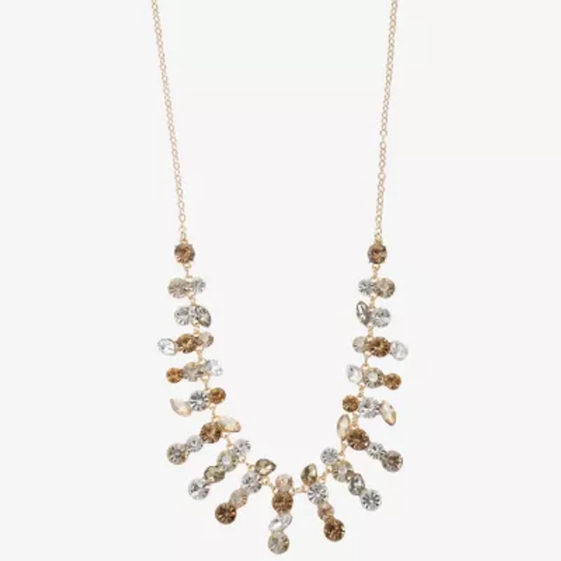 Monet Jewelry Gold Tone Womens Brown 18 Inch Statement Necklace