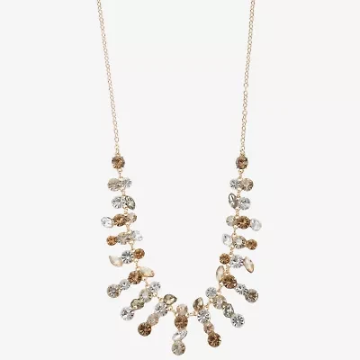 Monet Jewelry Gold Tone Womens Brown 18 Inch Statement Necklace