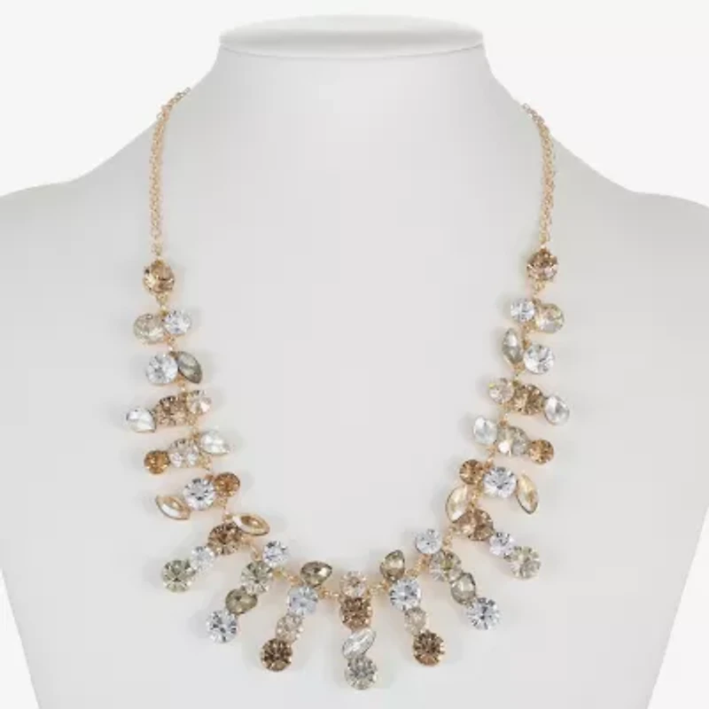 Monet Jewelry Gold Tone Womens Brown 18 Inch Statement Necklace