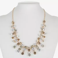 Monet Jewelry Gold Tone Womens Brown 18 Inch Statement Necklace
