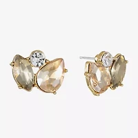 Monet Jewelry Gold Tone Brown Glass 10mm Round Marquise Stud Earrings