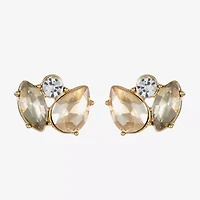 Monet Jewelry Gold Tone Brown Glass 10mm Round Marquise Stud Earrings