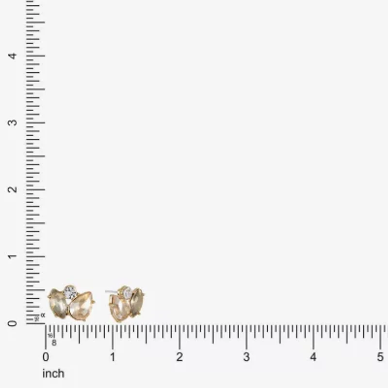 Monet Jewelry Gold Tone Brown Glass 10mm Round Marquise Stud Earrings