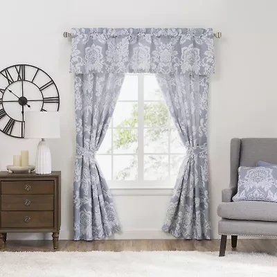 Rose Tree Damask Rod Pocket Light-Filtering Set of 2 Curtain Panel