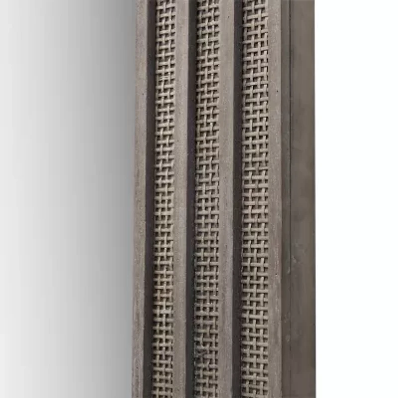 Martha Stewart 34 Naomi Rectangular Wood & Rattan Wall Mount Square Wall Mirror