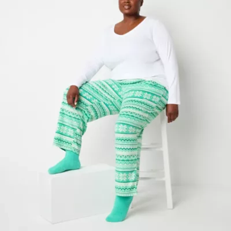 Sleep Chic Womens Fleece Plus Pajama Pants