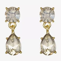 Monet Jewelry Gold Tone Womens Brown Glass Round Marquise Hypoallergenic Drop Earrings