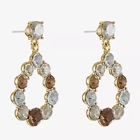 Monet Jewelry Gold Tone Womens Brown Glass Round Marquise Hypoallergenic Drop Earrings