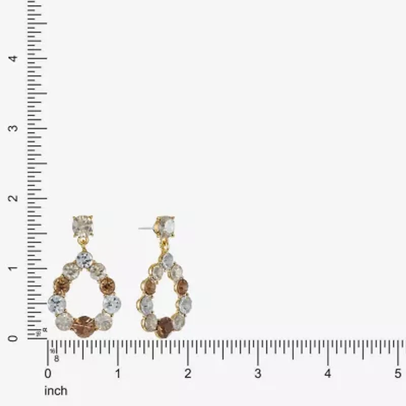 Monet Jewelry Gold Tone Womens Brown Glass Round Marquise Hypoallergenic Drop Earrings