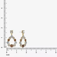 Monet Jewelry Gold Tone Womens Brown Glass Round Marquise Hypoallergenic Drop Earrings