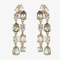Monet Jewelry Gold Tone Womens Brown Glass Round Marquise Hypoallergenic Chandelier Earrings