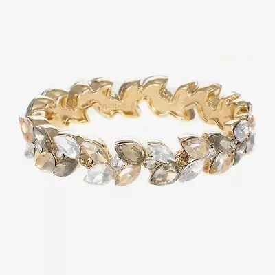 Monet Jewelry Gold Tone Womens Brown Glass Round Marquise Bangle Bracelet