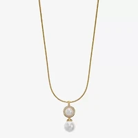 Monet Jewelry Womens Glass Simulated Pearl Round 17 Inch Pendant Necklace